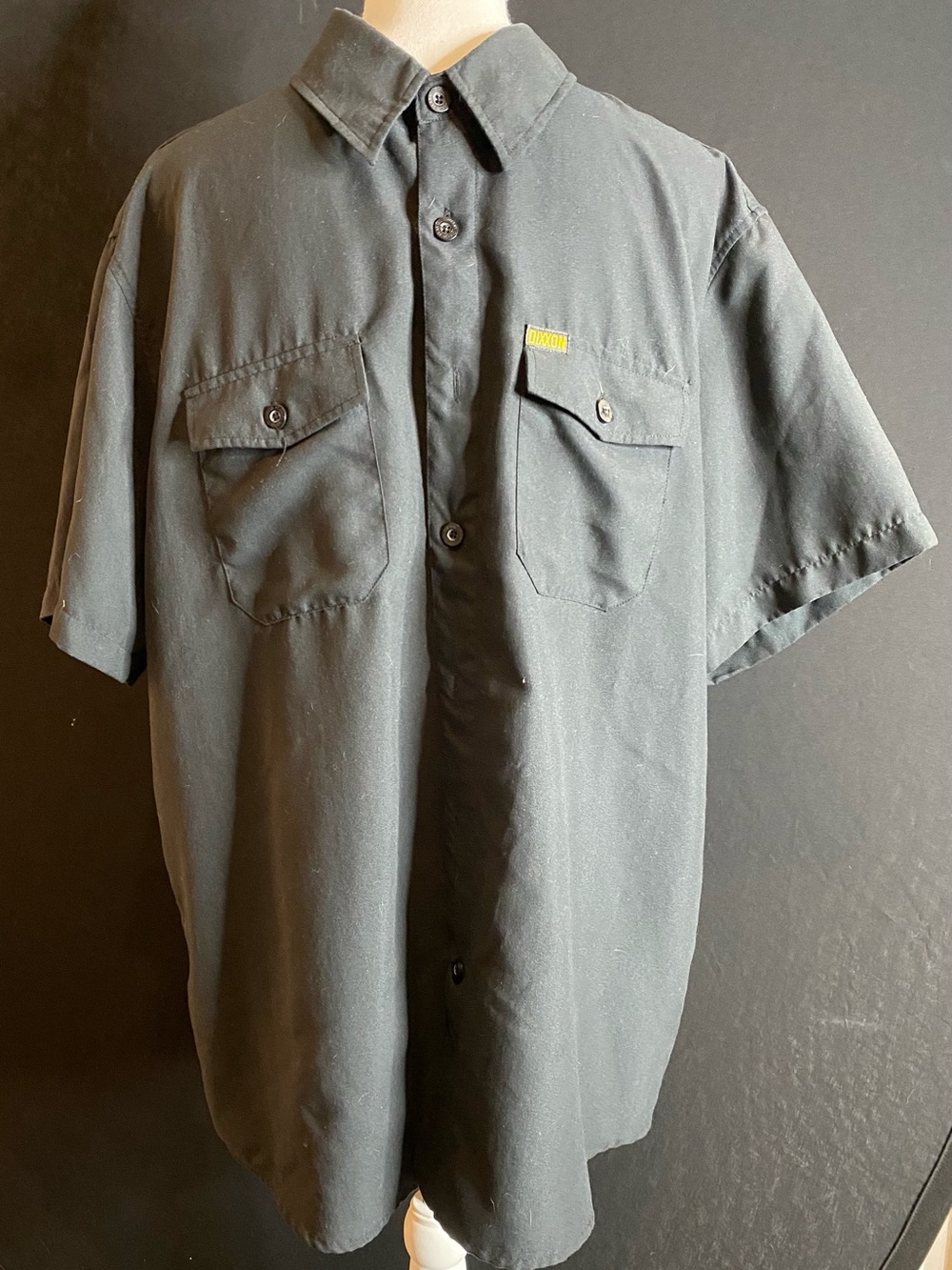 DIXXON Black Short Sleeve Button Down Shirt with Yellow Logo Tab